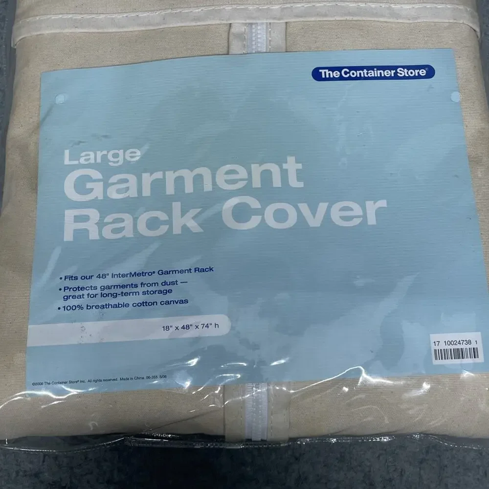 Vtg The Container Store Large Canvas Garment Rack Cover 48 InterMetro NOS